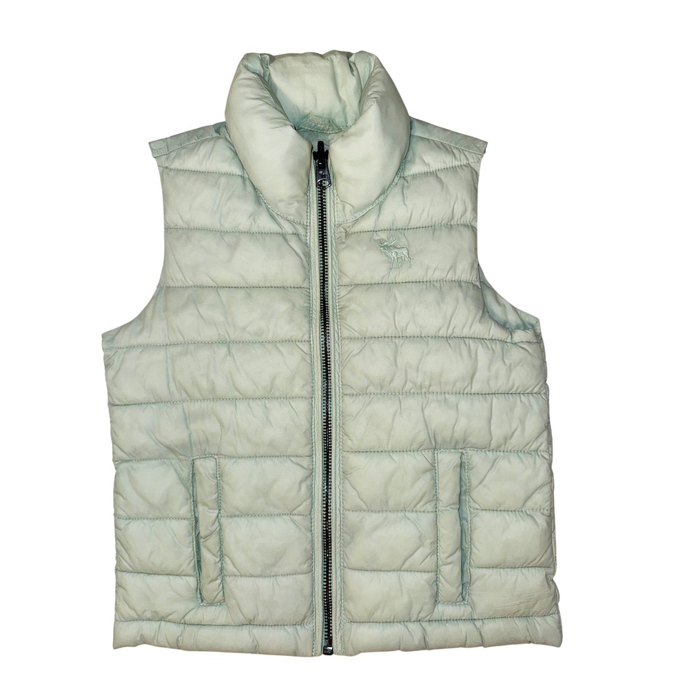 Abercrombie Kids Vintage Y2K Puffer Vest Mint Green Zip Up Toddler 3T‎ 4T